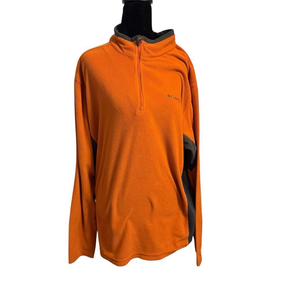 Columbia Pullover 1/2 Zip Orange & Gray Casual Fleece Men's Size XL